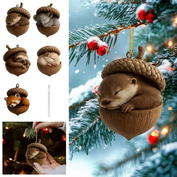 YYV Holiday Ornaments Woodland Forest Ornaments Rustic Forest Christmas Ornaments Pinecone Mushroom Deer Hanging Set Cabin Lodge Tree Decoration Forest Ornaments
