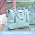 thumbnail image 6 of DAKIMOE Weekender Bags for Women, Travel Bag Carry on Gym Bag, Travel Duffle Bag with Wet Dry Pocket/Front Phone Pocket/Trolley Sleeve Pocket, Light Blue, 6 of 9