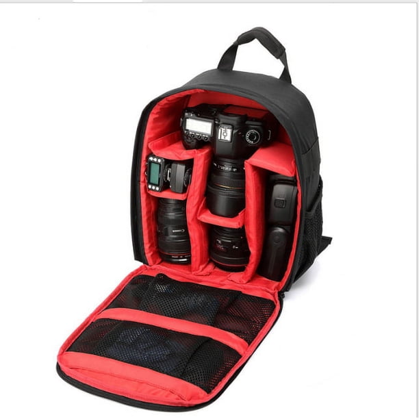 Bolso para cámara - rojo (sin cámara), mochila para cámara, impermeable y a prueba de golpes, bolsa para acampar, bolsa pequeña para cámara, mochila de viaje, bolsa para cámara, cable Canon Dslr