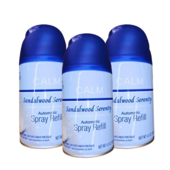 Automatic Spray Refill Sandalwood Serenity Calm Scent, 4.5 Oz 3 Pack – Long Lasting Odor Neutralizer & Air Freshener for Home, Office, and Pet Areas