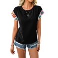 thumbnail image 2 of Women Summer Tops Boho Tops for Women Color Crew Neck Short Sleeve Casual Blouse Black S, 2 of 9