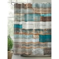 thumbnail image 2 of Fsddascl Turquoise Brown Shower Curtain Set - 54" x 78" Washable Bathtub Curtain with 12 Hooks, Vintage Country Ombre Wooden Grain Waterproof Fabric Stall Shower Curtains for Bathroom/Bathtub Décor, 2 of 6