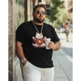 thumbnail image 5 of Men's T-Shirt Lucky Cat Animal Short Sleeve Casual Tee Classic Crew Neck T-Shirt for Men, 2XL, 5 of 7