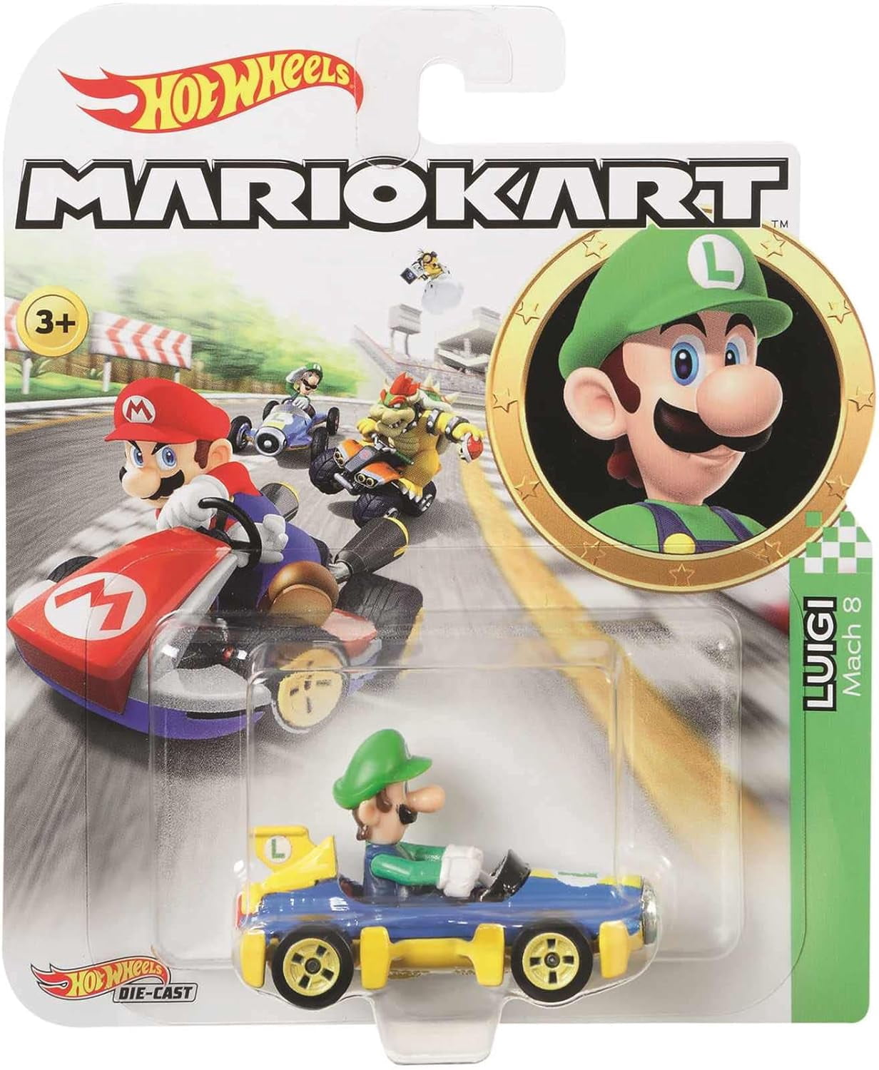 Mattel Hot Wheels Mario Kart Die‑Cast Character Cars Collection (Pack of 8) GBG25-957K – Ages 3+