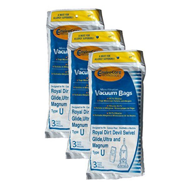 9 Royal Dirt Devil Type U Upright Vacuum Cleaner Bags 3920047001
