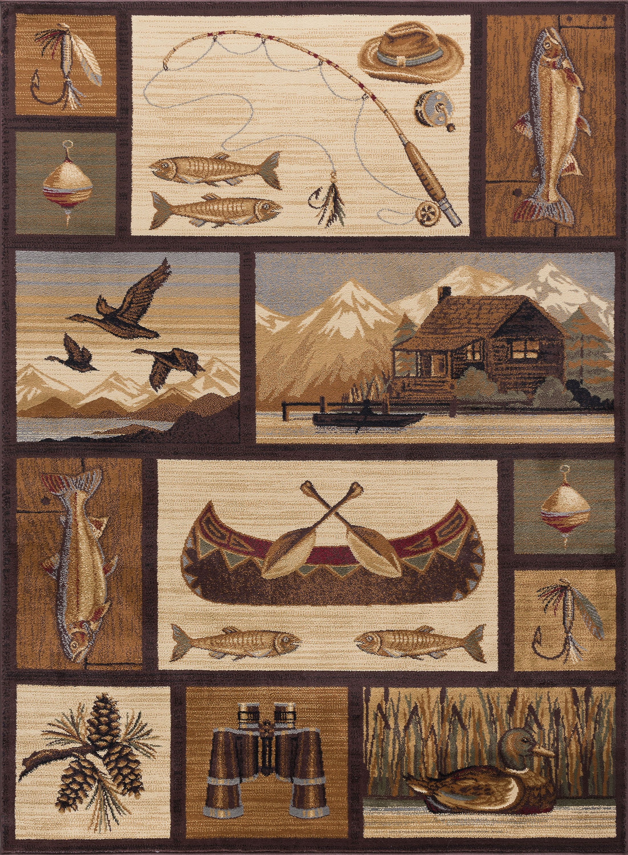 Nature Novelty 5' x 7' Brown and Beige Polypropylene Indoor Area Rug