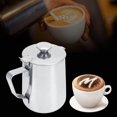 thumbnail image 4 of Taza de acero inoxidable de 600 ml para espumar leche y café con tapa para uso en cafeterías con arte latte, 4 of 8