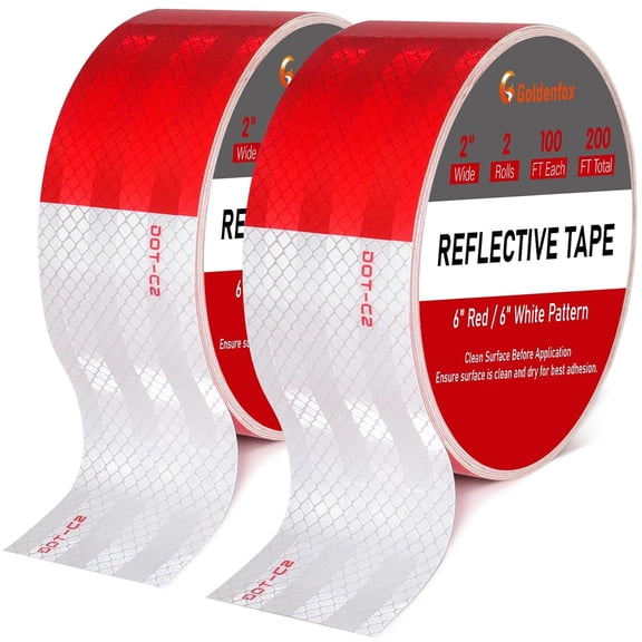 DOT-C2 Reflective Tape, 2 Inch x 200 Feet, Outdoor Waterproof with Strong Adhesive, Red and White, High Visibility for Trailers, Vehicles, Boats, Signs