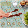 thumbnail image 6 of Easter and Tulips Light Blue Pattern Round Tablecloth 60", Wrinkle-Resistant Wipeable Cover for Kitchen, Dining, Picnic & Patio, 6 of 6