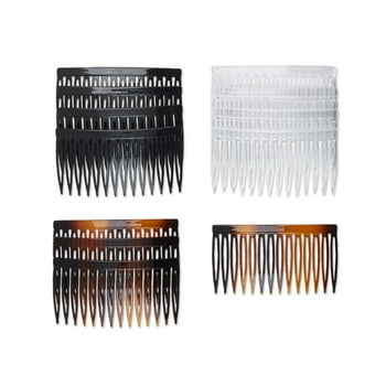 Scunci Plastic Side Hair Combs, Black, Clear, and Tortoise Shell, 12 Ct