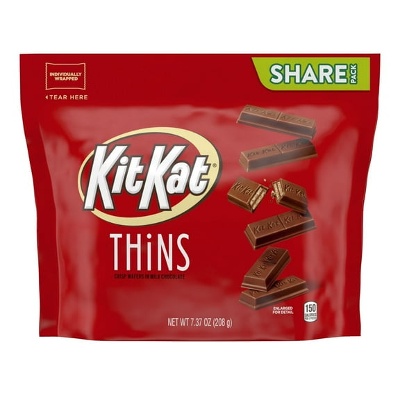 KIT KAT®, THiNS Milk Chocolate Wafer Candy Bars, Unwrapped, 7.37 oz, Share Pack