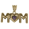 thumbnail image 3 of Precious Stars 14K Yellow Gold Cubic Zirconia Heart 'MOM' Pendant with 20" Chain Necklace, 3 of 6