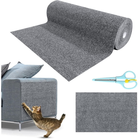 Self-Adhesive Cat Scratching Mat 78.7"x15.8", Cat Scratch Protector, DIY cat Scratching Carpet for Couch, Wall, Corner, Furniture, Sofa, Divan (Light Gray)