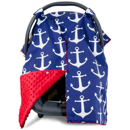 Kids N' Such 2 in 1 Car Seat Canopy Cover with Peekaboo Opening™ - Large Carseat Cover for Infant Carseats - Best for Baby Girls and Boys - Use as a Nursing Cover - Nautical with Red Dot (Best Red Dot For M1a)
