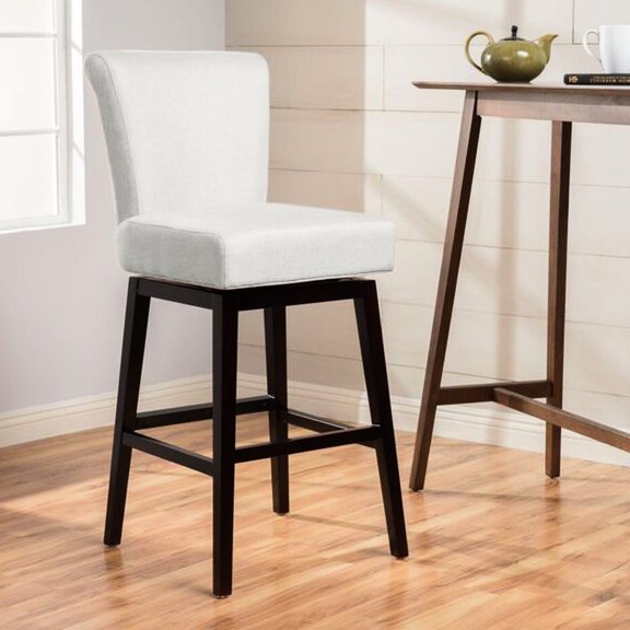 Black and beige swivel stool for living room allowing easy interaction with others