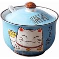 thumbnail image 1 of Ceramic Lucky Cat Sugar Bowl Spice jar Storage Jar with Lid And Spoon, 1 of 6