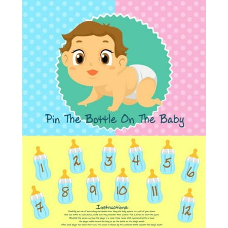 Pin The Bottle On The Baby Game Baby Shower Fun Party Blindfold