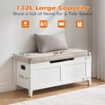 thumbnail image 2 of 39.4" Storage Chest, Wooden Storage Bench, Flip-Top Toy Chest with 2 Safety Hinges, for Entryway, Bedroom, Living Room, White, 2 of 7