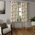 thumbnail image 2 of Ambesonne Retro Grommet Curtain, Lily Flowers Chain Look Print, 50"x60", Blush Mustard Fern Green, 2 of 5