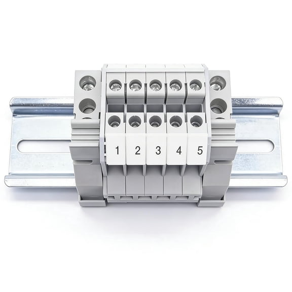 UK2.5B 5PCS DIN Rail Terminal Blocks, 32A 690V Universal Wire Connectors, 14-24 AWG Electrical Terminal Blocks