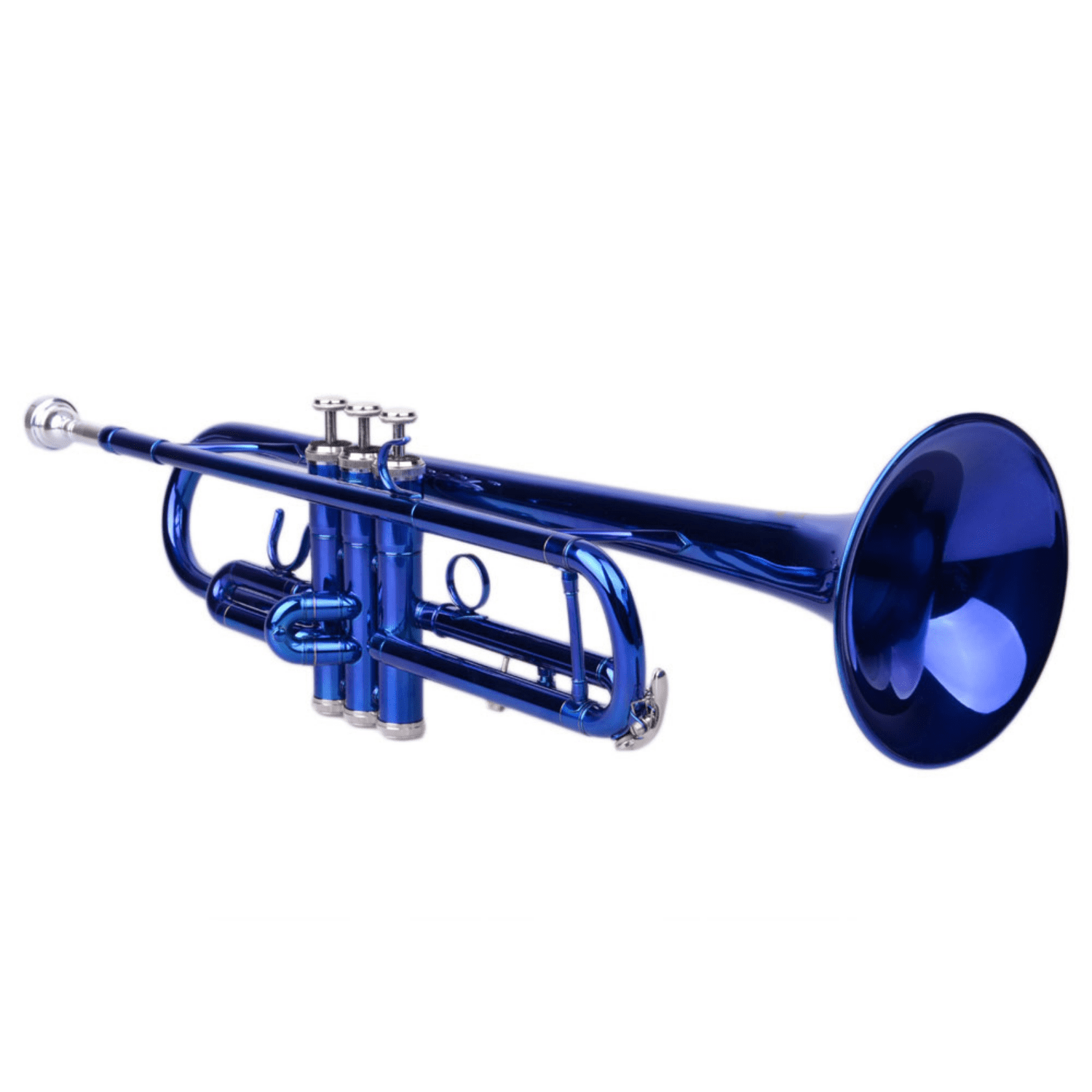Hassch B Flat Trumpet, Brass Beginner Trumpet with Case, Mouthpiece and Gloves, Blue