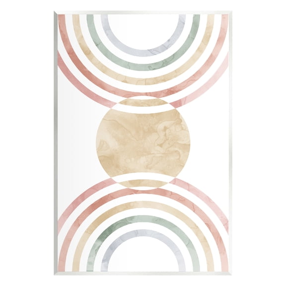 Stupell Industries Circle with Abstract Rainbows Abstract Painting Unframed Art Print Wall Art, 10 x 15