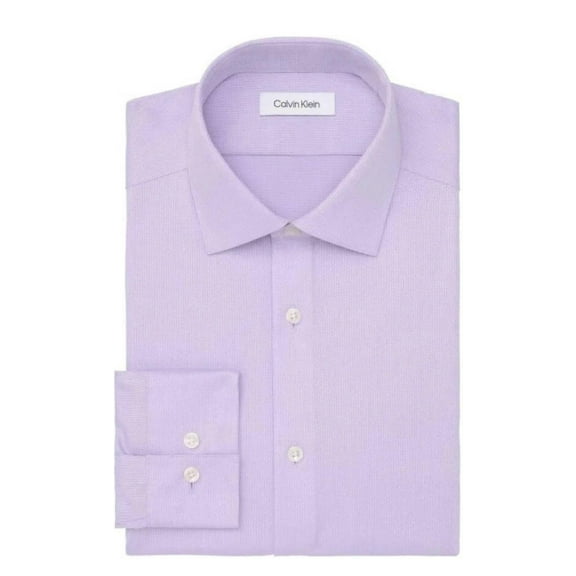 Calvin Klein Mens SteelPlus Reg Fit Modern Pin Cord Dress Shirt Lilac-16.5 32/33