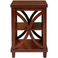 thumbnail image 6 of eHemco Solid Wood Square End Table with X-Design, Side Table with Storage Shelves, Cherry, 6 of 6
