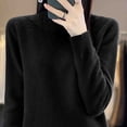 thumbnail image 4 of Oksale Knit Sweaters for Women Trendy High Neck Pullover Shirts Soft Comfy Long Sleeve Fall Tops Black 2XL, 4 of 6