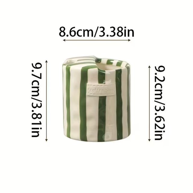Taza de café de cerámica pintada a mano, taza termo con diseño de rayas, taza de jugo de café con leche antideslizante, regalo de San Valentín, Navidad, Día de la Madre