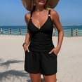 thumbnail image 2 of UPPADA Tankini Swimsuits for Women Tummy Control High Waisted Twist Front Ruched Two Piece Bathing Suit Cute Swimwear with High Waisted Bottom Black Swim Suits for Women,M, 2 of 7