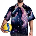 thumbnail image 4 of Starry Unicorn Men's Casual Printed Hawaiian Poplin Button Down Short Sleeve Beach Shirt Unisex, 4 of 6