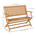 thumbnail image 3 of Outsunny Outdoor Bench, 46.5" Foldable Acacia Wood Loveseat, Teak, 3 of 10