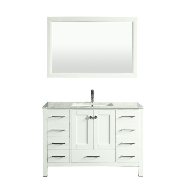 Eviva Aberdeen 48 Transitional White Bathroom Vanity With Transitional White Bathroom Vanity