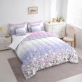 thumbnail image 3 of Homewish Luxury Diamond 7-Piece Bedding Comforter Set,Sequin Peint King Bedding Sets,Pink Purple White Bed Sheets For Kids,Microfiber Bedroom Decor, 3 of 8