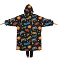 thumbnail image 2 of Oversized Wearable Blanket Hoodie,Multicolor Controllers Games Text Black Pattern Sherpa Blanket Hoodie with Super Pockets,Super Warm Fuzzy Pullover for Women & Men, 2 of 6