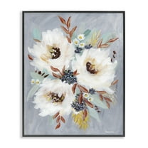Stupell Industries White Flowers Trio Botanical & Floral Painting Black Framed Art Print Wall Art, 16 x 20