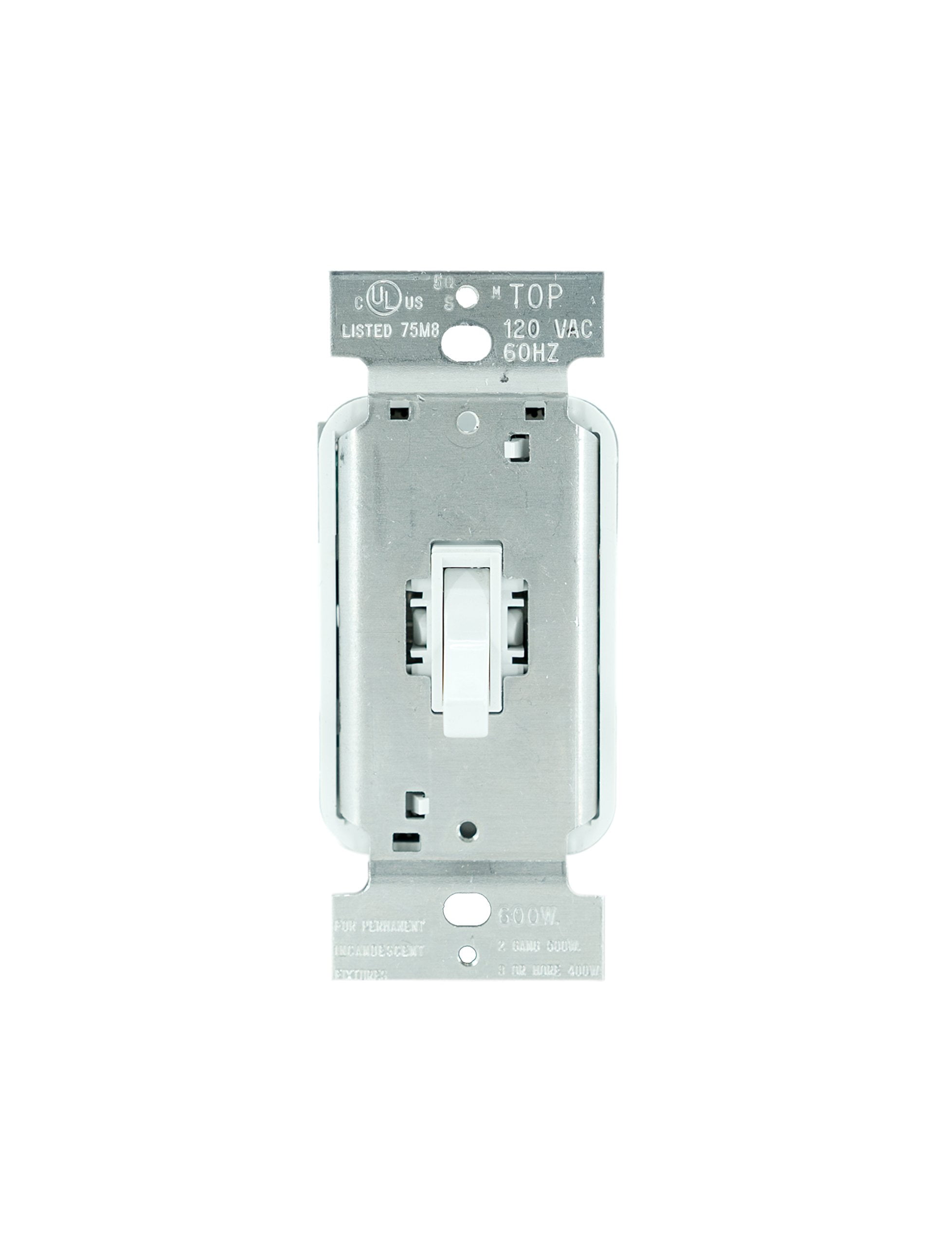 Pass & Seymour T600WV 600-Watt White Incandescent Toggle Dimmer by Pass & Seymour
