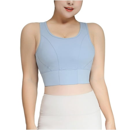 

Ganfancp Women s Strappy Sports Bras Fitness Workout Padded Yoga Bra Blue 3XL