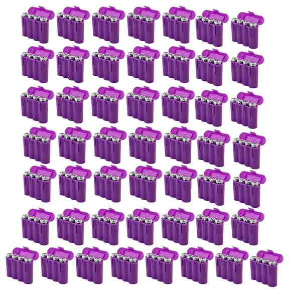 Fifty (50) EBC Battery AA AAA Purple Plastic Battery Storage Case Holder Box USA Ship