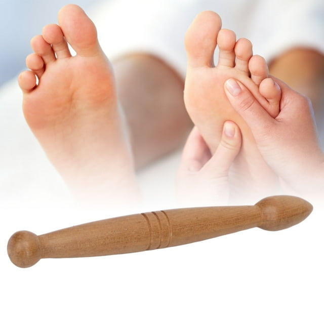 Herramiente de Palo de Pie de Masaje, Palo de Madera de Pie Ergonímico Portátil Fácil de Agarre Pequeño Para Viajar para la Oficina