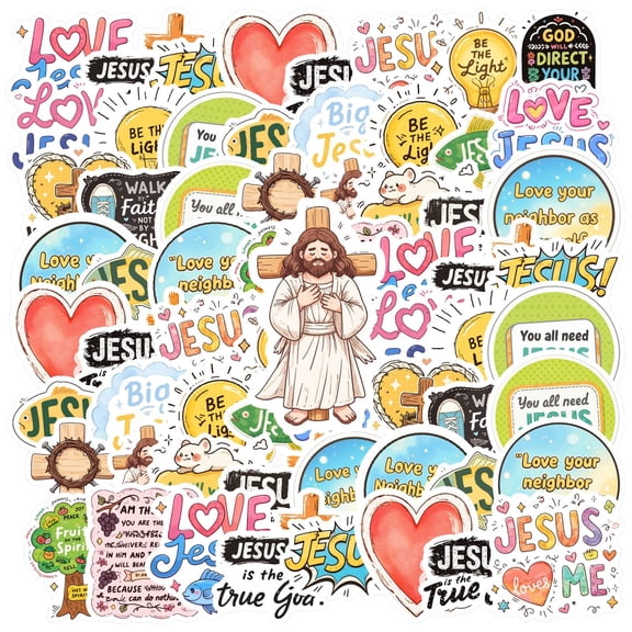 35pcs Inspirational Stickers Jesus Teacher Reward Stickers Inspirational PVC Sticker for Phone Luggage Laptop
