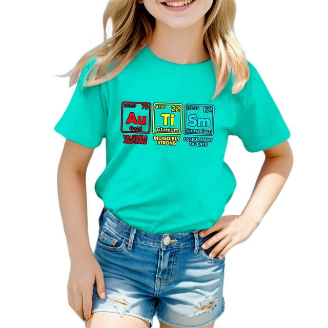 MEZZALL T-Shirt Imprimé Dessin Animé pour Enfants Confort Décontracté Col Rond Hauts pour Garçons Filles Simple Manches Courtes Tee Tendance Quotidien 5-6 Ans
