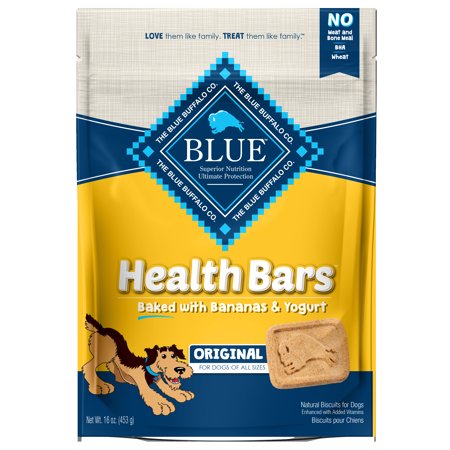 UPC: 0859610005086 | Blue Buffalo Health Bars Banana & Yogurt Flavor Crunchy Biscuit Treats for Dogs  Whole Grain  16 oz. Bag