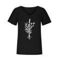 thumbnail image 4 of Zpanxa Womens Summer Tops Trendy Casual Print V-Neck Short Sleeve T Shirt Pullover Tops Lightweight Cute Blouse Pullover Black M, 4 of 5