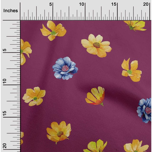 oneOone Tissu Polyester Lycra Tissu à Imprimé Aquarelle de Fleurs BTY 56 Pouces de Large