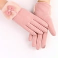 thumbnail image 2 of CSChome Gants pour Femmes Manchettes d'Hiver - Décor Nœud en Peluche Extérieur Anti-Froid Chaud, 2 of 7