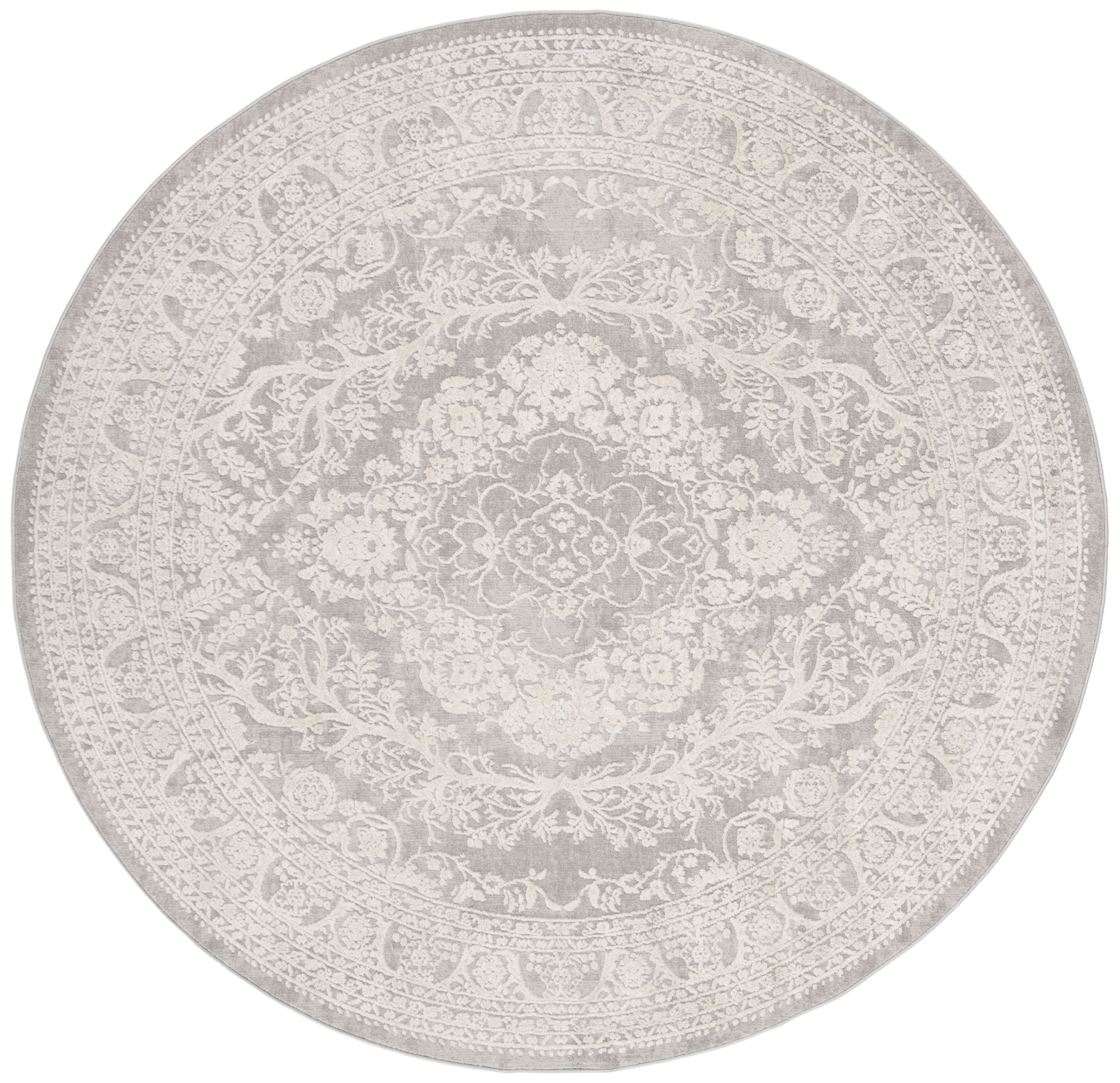 Safavieh Reflection Alayna Oriental Area Rug, Light Gray/Cream, 5' x 5' Round