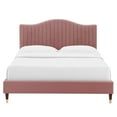 thumbnail image 6 of Modway Juniper Channel Tufted Velvet Queen Platform Bed - Dusty Rose, 6 of 10