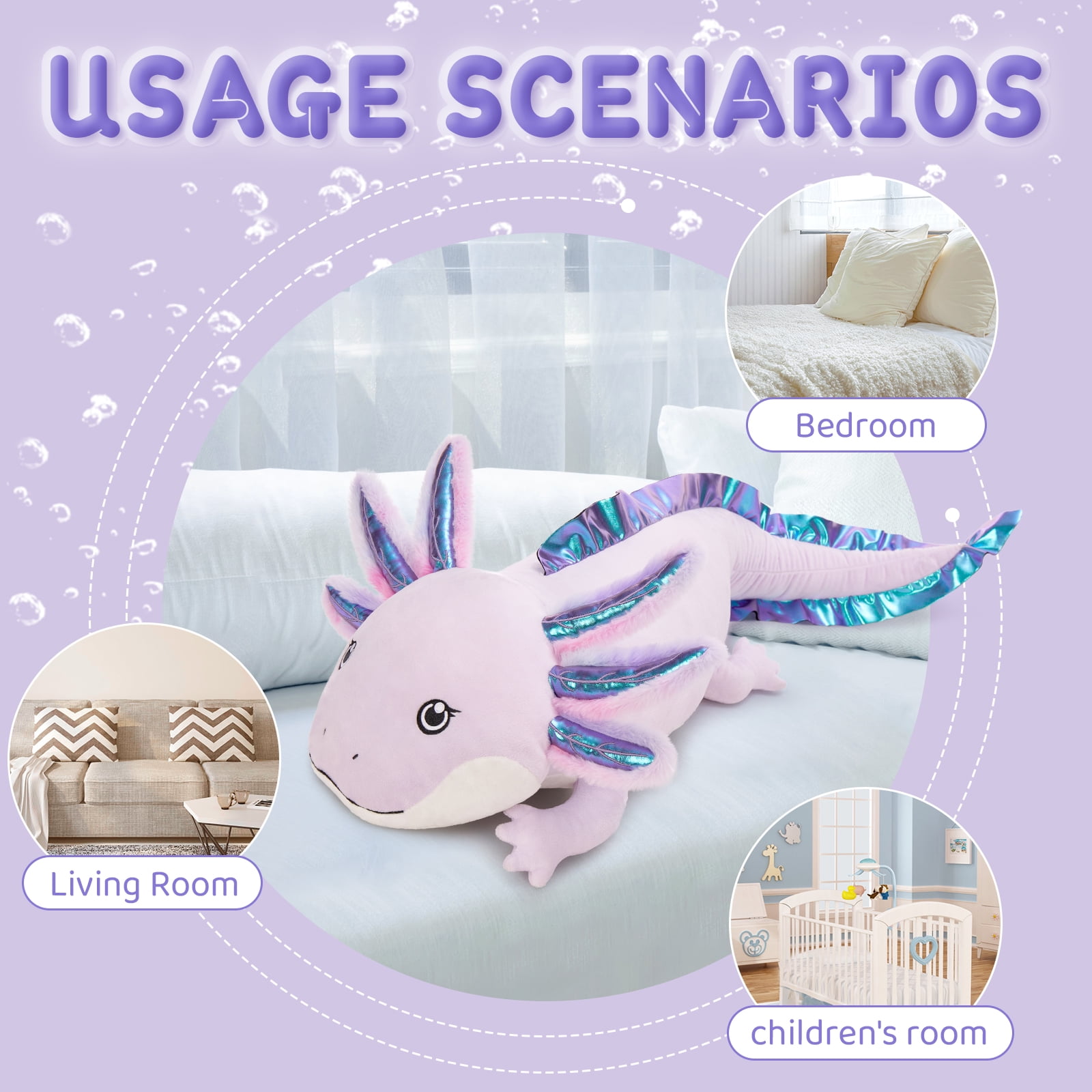 MaoGoLan 43.3 inch Long Axolotl Plush Pillow Axolotl Stuffed Animal Plush Toy Stuffed Net Toys